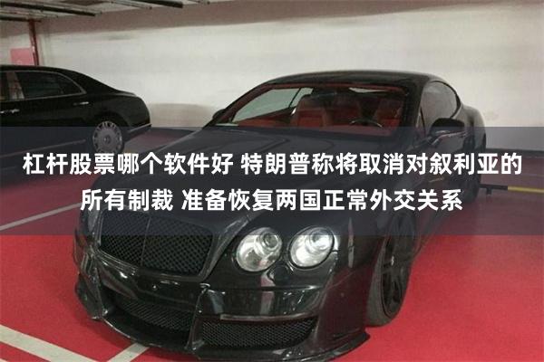 杠杆股票哪个软件好 特朗普称将取消对叙利亚的所有制裁 准备恢复两国正常外交关系
