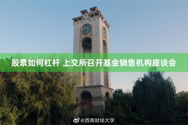 股票如何杠杆 上交所召开基金销售机构座谈会