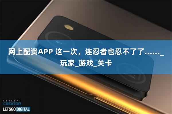 网上配资APP 这一次，连忍者也忍不了了......_玩家_游戏_关卡