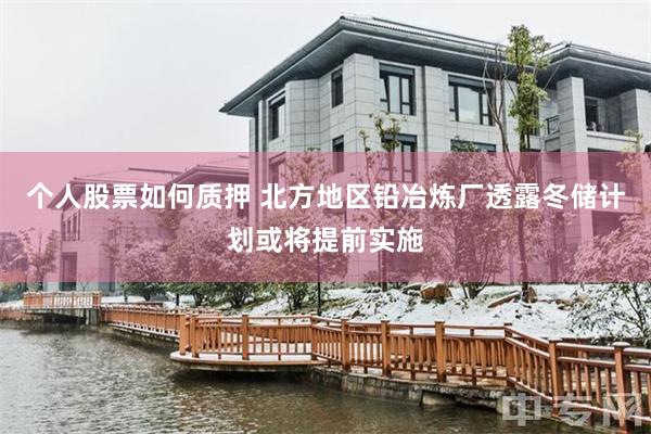 个人股票如何质押 北方地区铅冶炼厂透露冬储计划或将提前实施